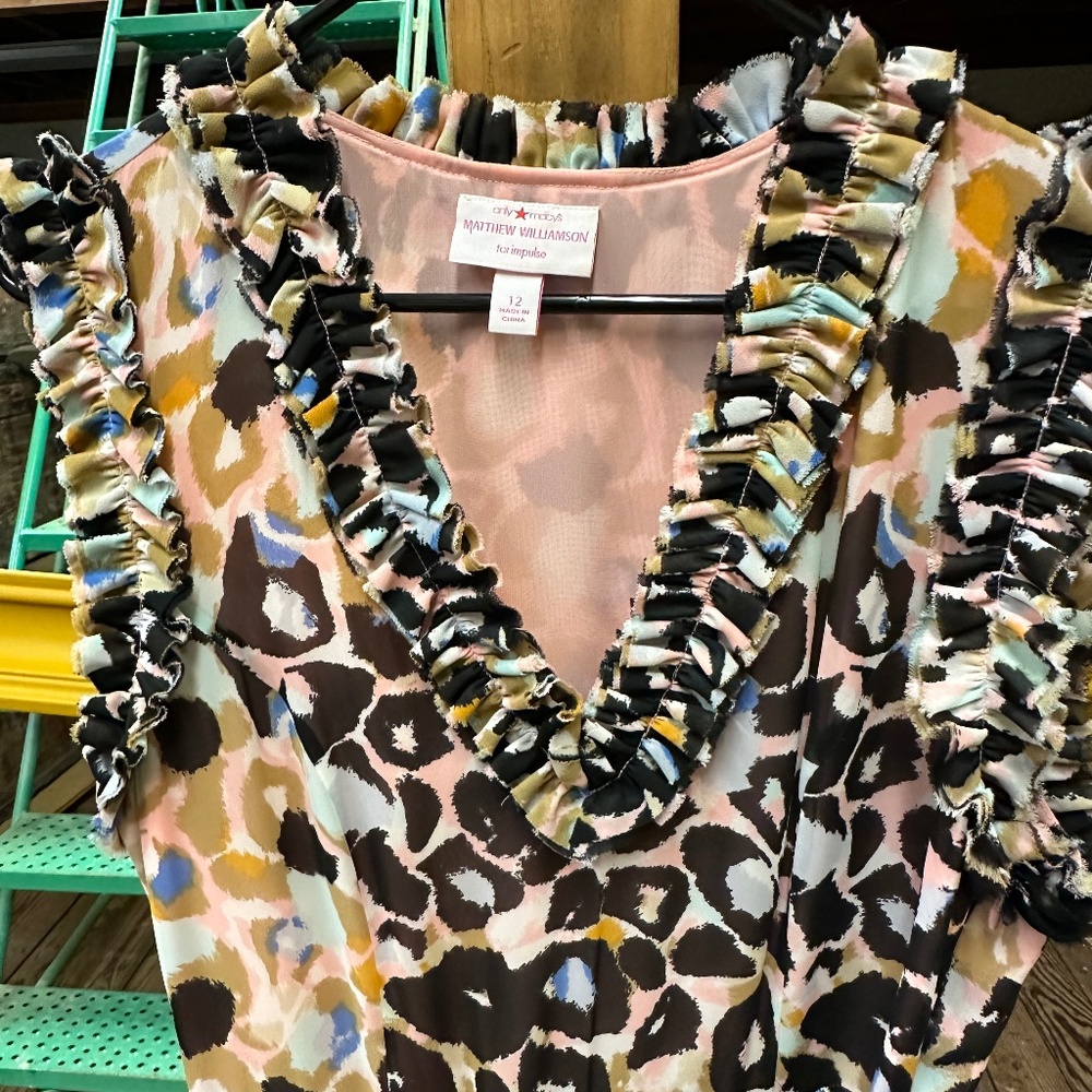 Adorable multi colored leopard print dress by Mathew Williamson - size 12